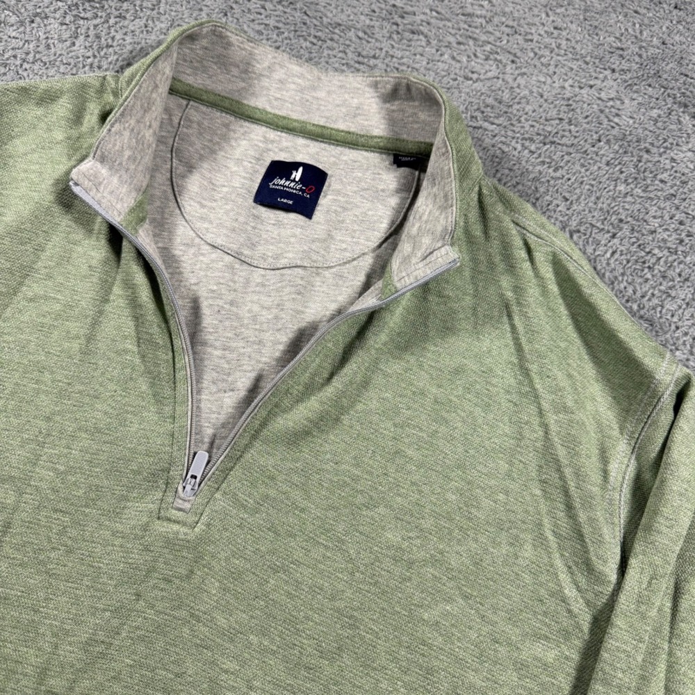 Johnnie-O Hanks Lightweight Textured Quarter Zip Pullover Men Large Clover Green